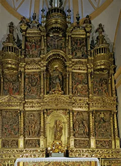 Golden Altarpiece Print, Ornate Religious Art