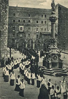Traditional Procession in Ancient City Square Print
