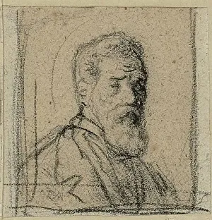 Elderly Man in Contemplative Profile, Print