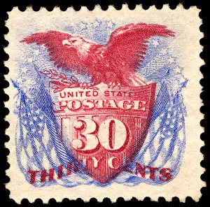 1869 30c Shield, Eagle and Flags Re-issue Single Print