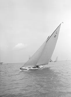 The 6 Metre Cynthia sailing upwind, 1912. Creator: Kirk & Sons of Cowes The 6 Metre Cynthia sailing upwind, 1912. Creator: Kirk & Sons of Cowes
