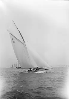 The 8 Metre The Truant sailing close-hauled. Creator: Kirk & Sons of Cowes The 8 Metre The Truant sailing close-hauled. Creator: Kirk & Sons of Cowes