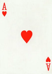 Ace of Hearts from a deck of Goodall & Son Ltd. playing cards, c1940 Ace of Hearts from a deck of Goodall & Son Ltd. playing cards, c1940