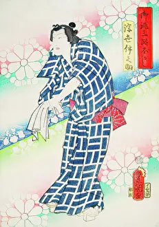 Aberdeen Art Gallery Museum Prints: Actor In a Blue And White Patterned Robe, 1859. Creator: Utagawa Kunisada