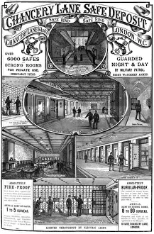 Advert for Chancery Lane Safe Deposit, London, 1887 Advert for Chancery Lane Safe Deposit, London, 1887