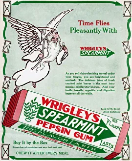 Advert for Wrigleys Spearmint Pepsin Gum, 1913 Advert for Wrigleys Spearmint Pepsin Gum, 1913