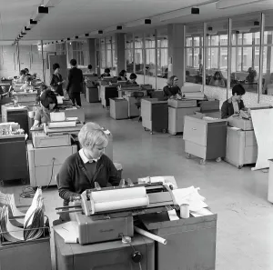 The administration office at Huntsman House, Tetleys headquarters in Leeds, May 1968 The administration office at Huntsman House, Tetleys headquarters in Leeds, May 1968