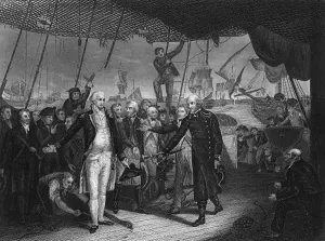 Admiral de Winter resigning his sword on board the Venerable, 11 October 1797 (c1857).Artist: H Lemon Admiral de Winter resigning his sword on board the Venerable, 11 October 1797 (c1857).Artist: H Lemon