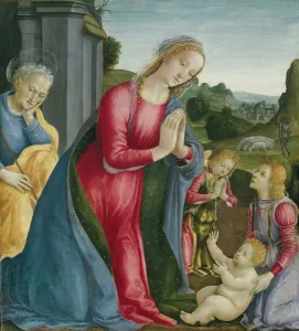 Religious Image Prints: Vincenzo Frediani Print: The Adoration of the Christ Child, c. 1490