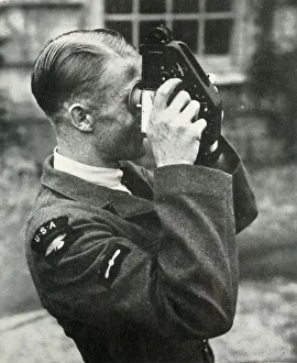 British Armed Forces WWII Prints: Airman learning navigation during the Second World War, 1941. Creator: Charles Brown