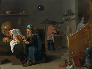 Genre Oil Paintings Prints: Alchemist in his workshop. Creator: Teniers, David, the Younger (1610-1690)