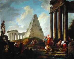 Alexander the Great Before the Tomb of Achilles. Artist: Robert, Hubert (1733-1808) Alexander the Great Before the Tomb of Achilles. Artist: Robert, Hubert (1733-1808)