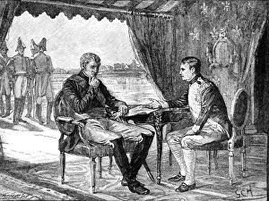 Alexander I Russia and Napoleon I (Bonaparte) of France at Tilsit, 1807 (c1880) Alexander I Russia and Napoleon I (Bonaparte) of France at Tilsit, 1807 (c1880)