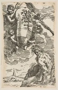 Allegory of the Foglia River with the city of Pesaro's coat of arms, frontispiece for Allegory of the Foglia River with the city of Pesaro's coat of arms, frontispiece for