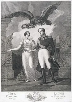 The Allegory of the Peace of Europe, 1814. Artist: Cardelli, Salvatore (active 1800s) The Allegory of the Peace of Europe, 1814. Artist: Cardelli, Salvatore (active 1800s)