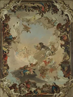 Religious Prints: Allegory of the Planets and Continents Print, 1752