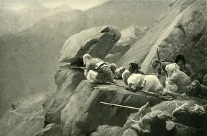Prints of An Ambuscade, (1901). Ambush during the Second Afghan War, Afghanistan, in 1878: local fighters lie in wait for British forces. After a painting made late 19th-early 20th century Afghanistan Prints: An Ambuscade, 1878 Print, Second Afghan War