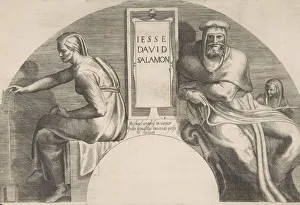 The ancestors of Christ flanking an inscribed tablet, an arched top composition, 1531-76 The ancestors of Christ flanking an inscribed tablet, an arched top composition, 1531-76