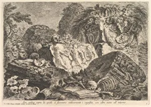 Ancient Altar on which sacrifices were performed in antiquity, surrounded by other rui Ancient Altar on which sacrifices were performed in antiquity, surrounded by other rui