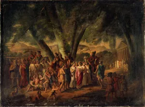 Paris Museum Artwork Prints: Ancient subject: procession heading towards a temple