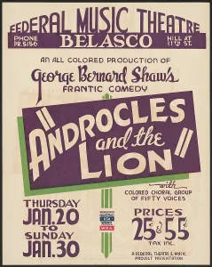 Androcles and the Lion Print, 1930s Federal Theatre Project