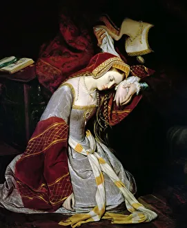 Anne Boleyn in the Tower of London. Artist: Cibot, Edouard (1799-1877) Anne Boleyn in the Tower of London. Artist: Cibot, Edouard (1799-1877)