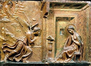 Virgin Mary Biblical Scene Prints: The Annunciation, about 1450. Creator: Unknown