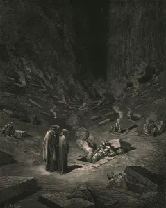 Dante Alighieri Prints: He answer thus return d: The arch-heretics are here, c1890. Creator