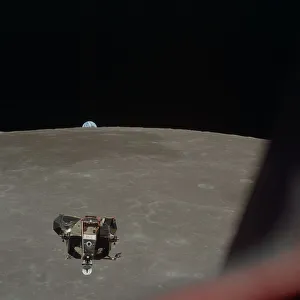Apollo 11 Lunar Module ascent stage photographed from Command Module, July 21, 1969 Apollo 11 Lunar Module ascent stage photographed from Command Module, July 21, 1969
