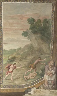 Apollo killing the Cyclops (Fresco from Villa Aldobrandini), 1617-1618. Artist: Domenichino (1581-1641) Apollo killing the Cyclops (Fresco from Villa Aldobrandini), 1617-1618. Artist: Domenichino (1581-1641)