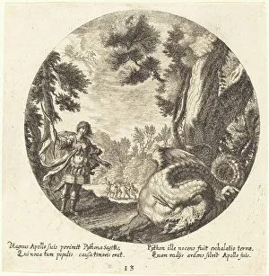 Roman Mythological Creatures Prints: Apollo Killing the Python, 1665. Creator: Georg Andreas Wolfgang