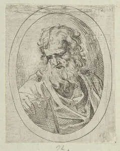 Heritage Art From The Past Prints: An apostle with a long beard looking down at an open book
