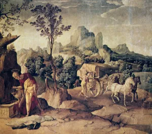 Christian Baptism Scene Prints: The Apostle Philip Baptizing the Eunuch, 16th century. Artist: Jan van Scorel