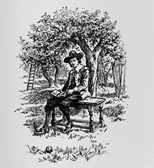 Sir Isaac Newton Prints: Why an apple falls, c1918
