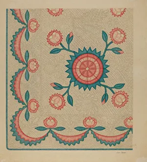 Appliqued Quilt, 1935/1942. Creator: Lon Cronk Appliqued Quilt, 1935/1942. Creator: Lon Cronk