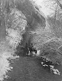 Black And White Native American Images Prints: Approaching winter-Apsaroke, c1908. Creator: Edward Sheriff Curtis