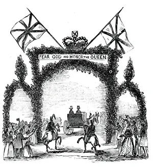Union Jack Flag Images Prints: Arch at Broughton, 1844. Creator: Unknown