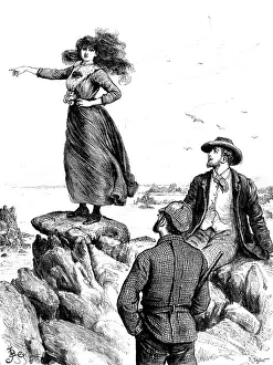 British Literature Classics Prints: Armorel climbed lightly up the carn and stood upon the highest boulder!