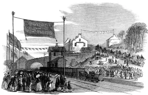 Arrival by rail of the Constable of Cheshire, to Mottram Station in April of 1855 Arrival by rail of the Constable of Cheshire, to Mottram Station in April of 1855