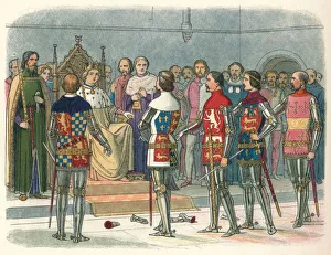 Prints of Arundel, Gloucester, Nottingham, Derby and Warwick, before the king, Westminster, 1387 (1864) Westminster Prints: Arundel, Gloucester, Nottingham, Derby and Warwick before the King Print 1387
