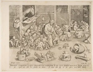 Breugel Prints: The Ass at School, 1557 Print by Pieter van der Heyden