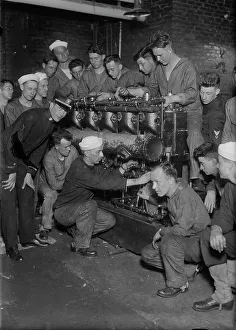 Assembling main engine, between c1915 and c1920. Creator: Bain News Service