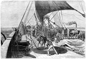 Isambard Kingdom Brunel Engineer Prints: The Atlantic Telegraph Expedition: preparing for the final attempt to grapple the lost cable