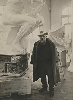 Auguste Rodin Portrait Prints: Auguste Rodin in his studio. Creator: Anonymous