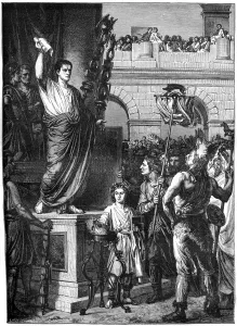 Images Dated 2009 May: Augustus Presents the Constitution, Lyon Print 10 BC