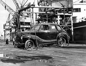 British Automobile Industry Prints: Austin A40 Devon for export, Cardiff 1950. Creator: Unknown