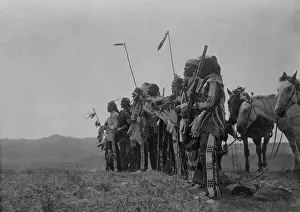 American Indian Heritage Prints: Awaiting the scouts return, Atsina, c1908. Creator: Edward Sheriff Curtis