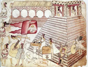 Aztec warriors defending the temple of Tenochtitlan, Mexico Aztec warriors defending the temple of Tenochtitlan, Mexico
