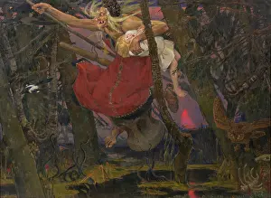 Vasnetsov Artwork Prints: Baba Yaga, 1917. Creator: Vasnetsov, Viktor Mikhaylovich (1848-1926)