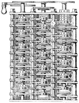 Print of Charles Babbage's Difference Machine, 1864